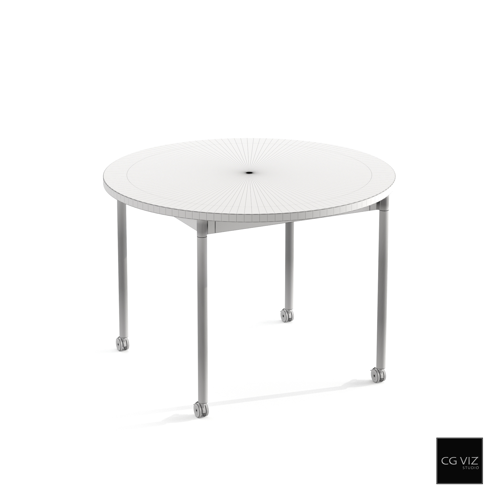 muuto base round table with castors wireframe