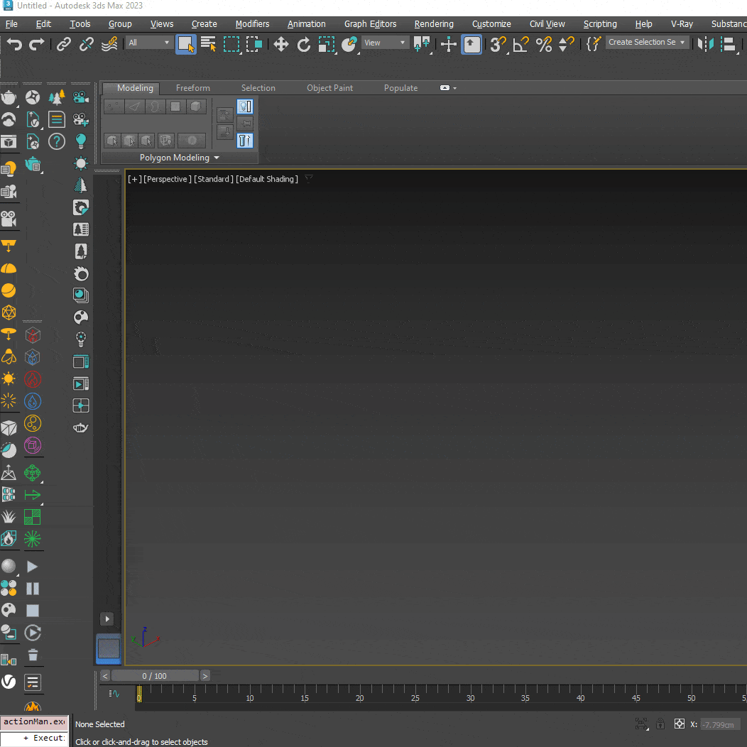 Accessing the CG Viz Object Replacer script through the toolbar in 3ds Max.
