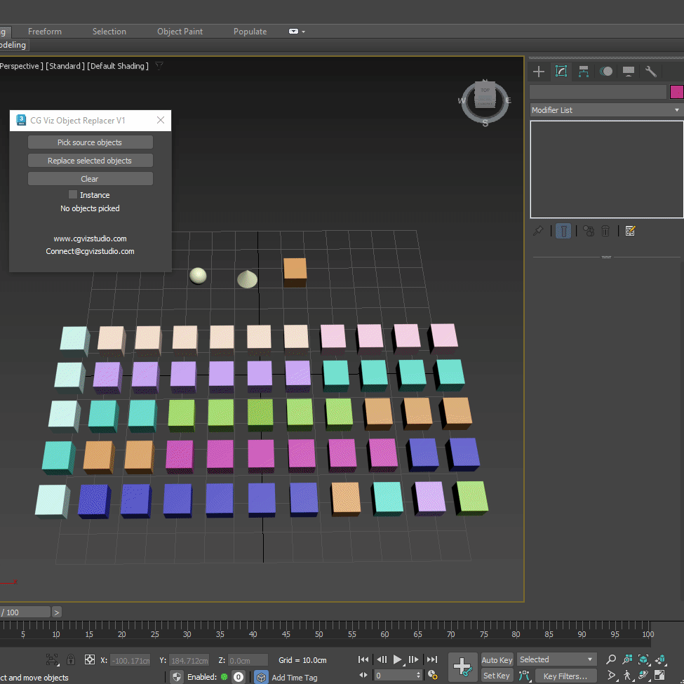 nstance or copy checkbox in the CG Viz Object Replacer UI.