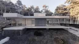 Wireframe depiction of a modern forest front home by CG Viz Studio