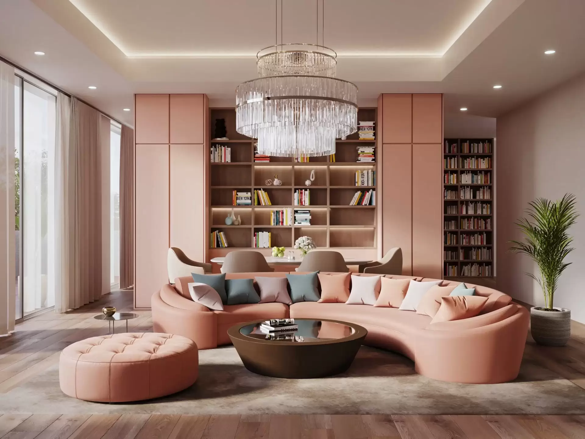 CG Viz Studio's 3D rendering of a luxury living room interior
