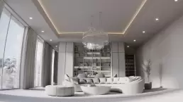 Fisheye 3D visualization of a luxury living room by CG Viz Studio