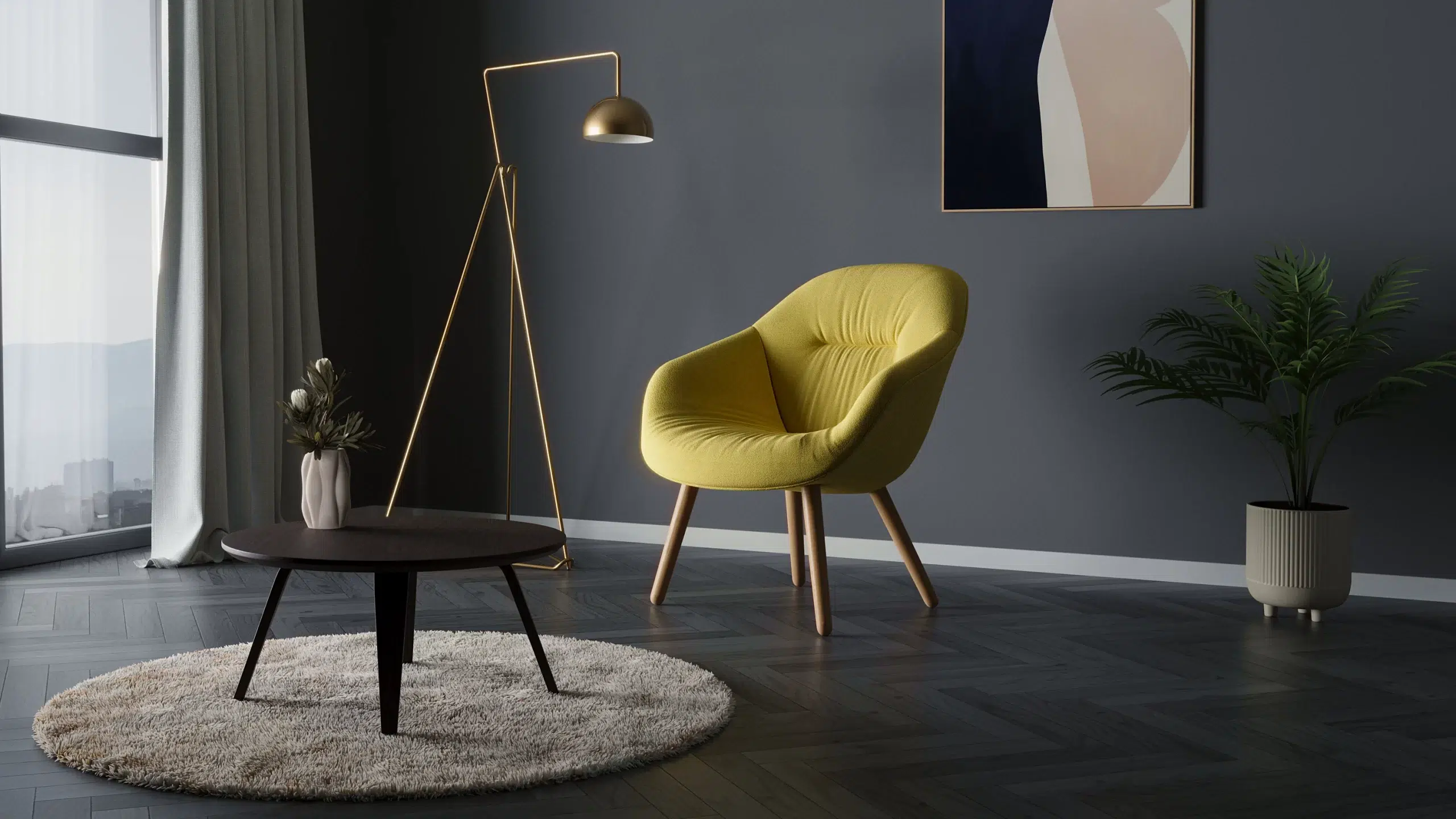 Yellow Chair Design by CG Viz Studio