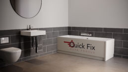 A modern bathroom with a QuickFix Bath Panel