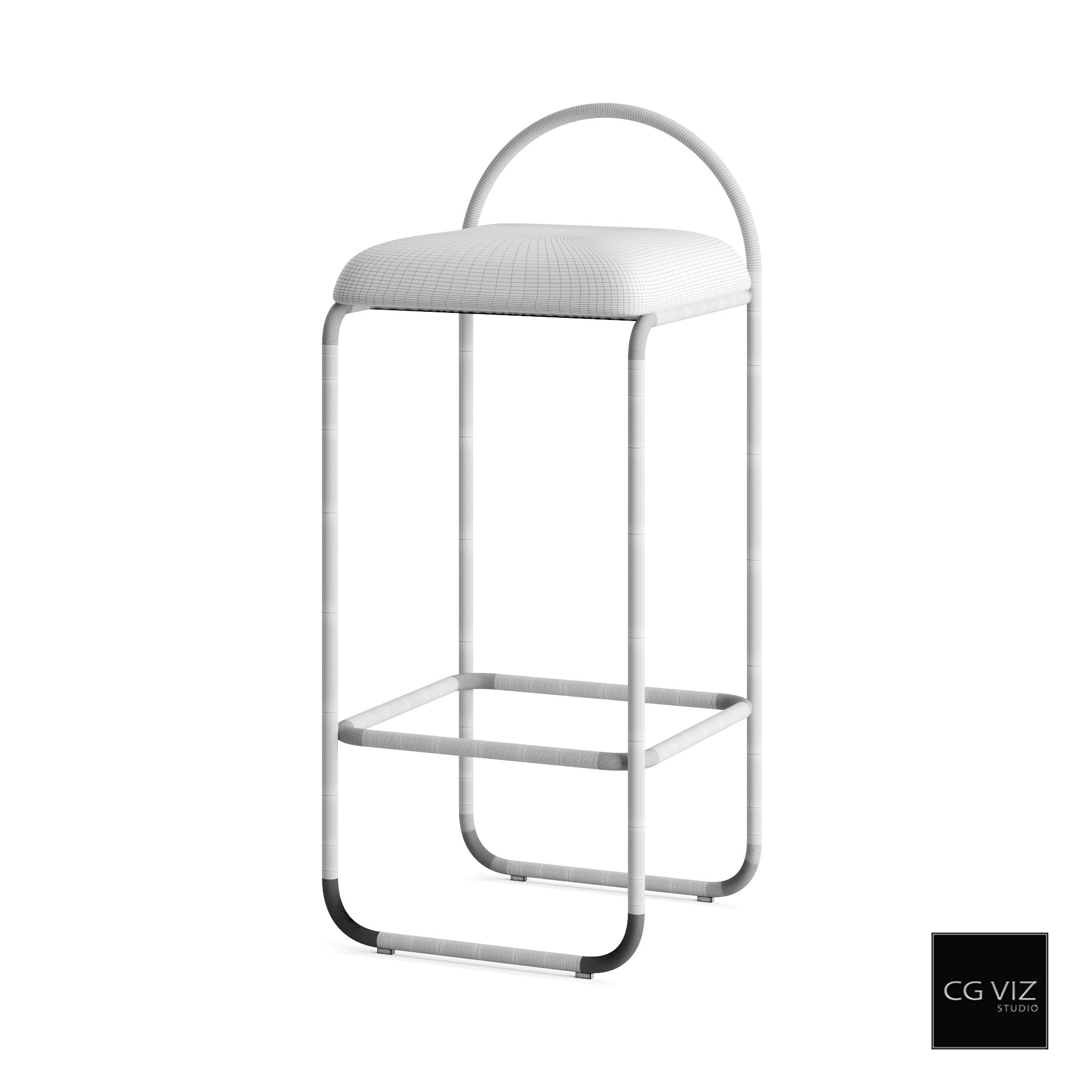 Wireframe View of ANGUI Bar Chair Rose 3D Model by CG Viz Studio