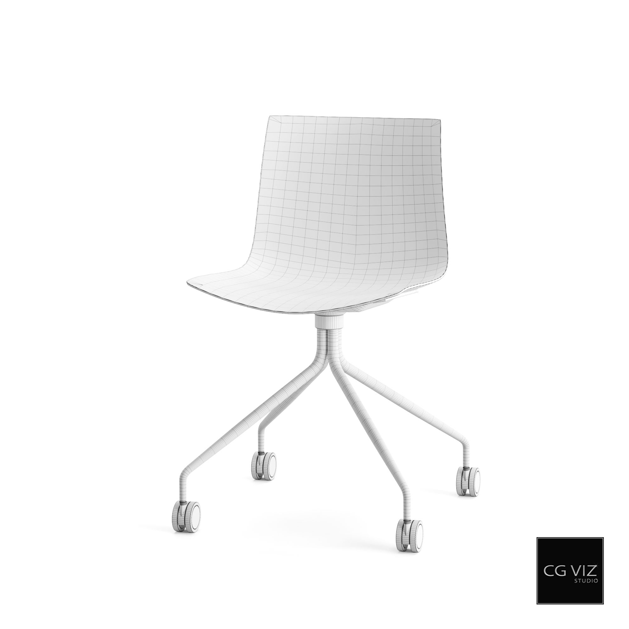 Wireframe View of Arper Catifa 46 Chair 3D Model by CG Viz Studio