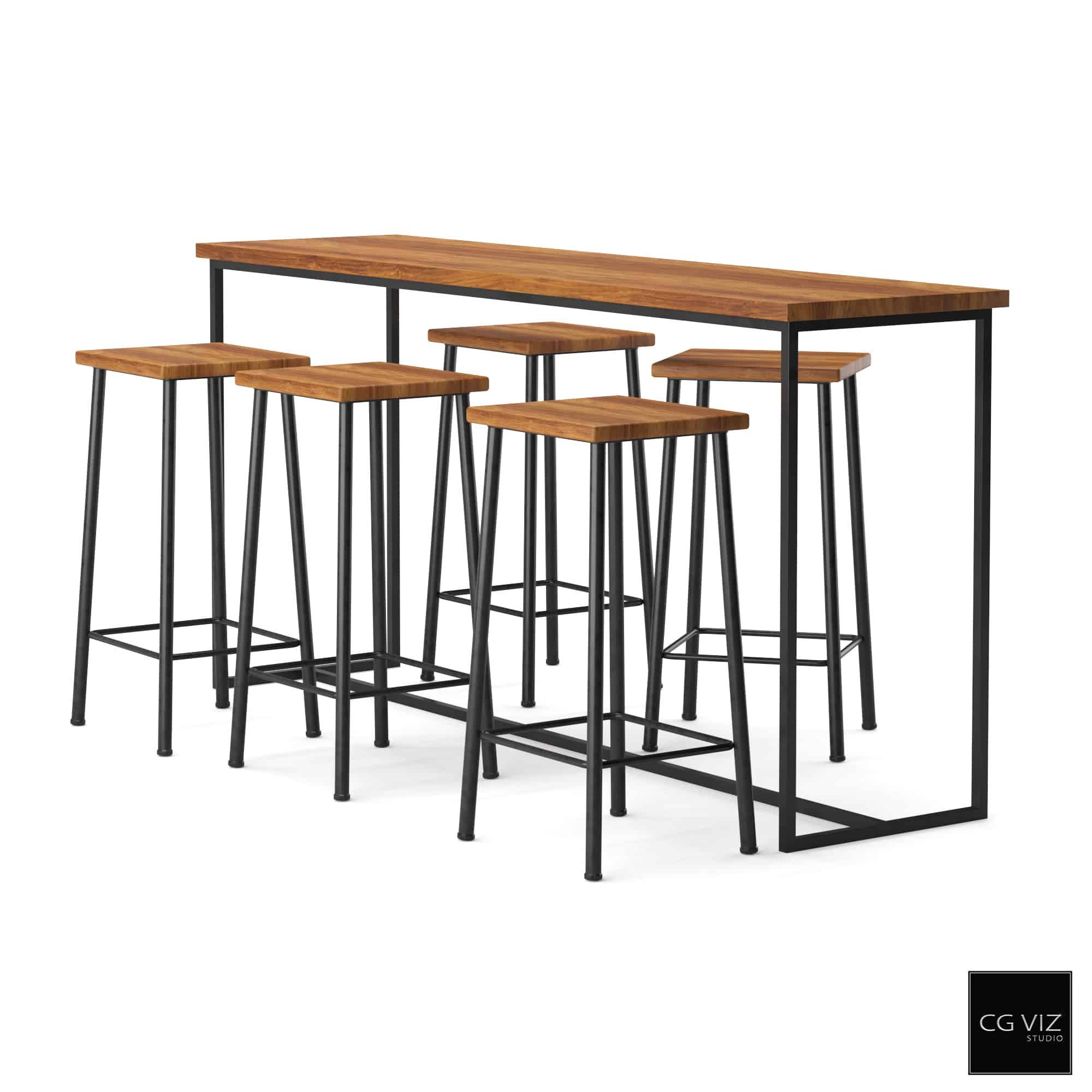 Rendered Preview of Bar Stool Table Set CGVAM_002 3D Model by CG Viz Studio