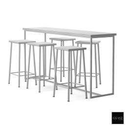 Wireframe View of Bar Stool Table Set CGVAM_002 3D Model by CG Viz Studio