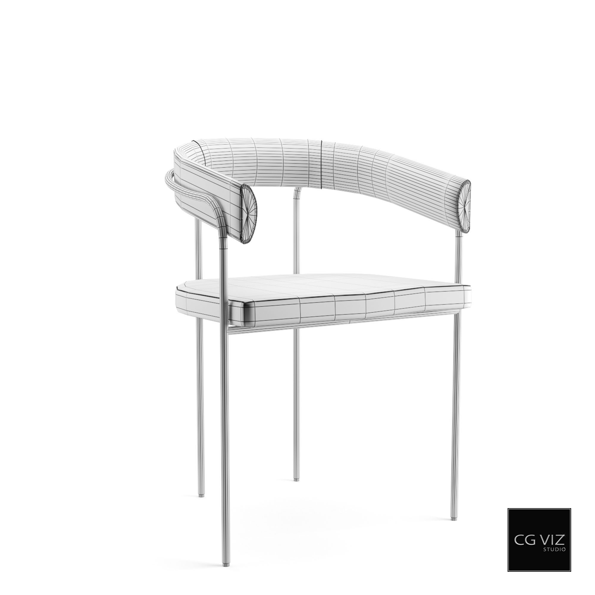 Wireframe View of Baxter C Chair 3D Model by CG Viz Studio