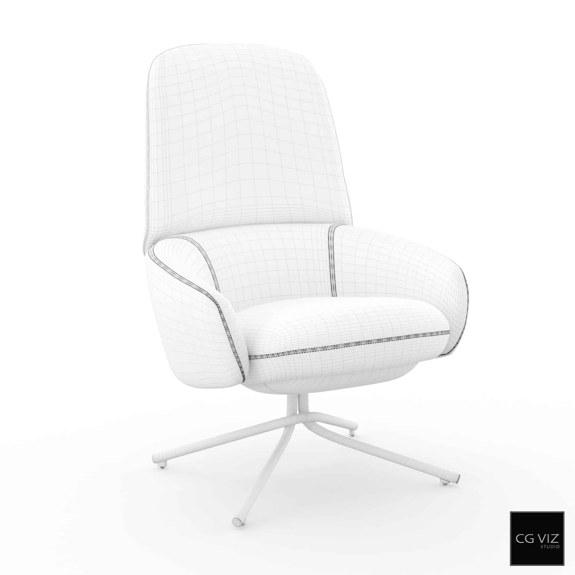 Wireframe View of Calligaris Comfy Lounge Chair Oval 3D Model