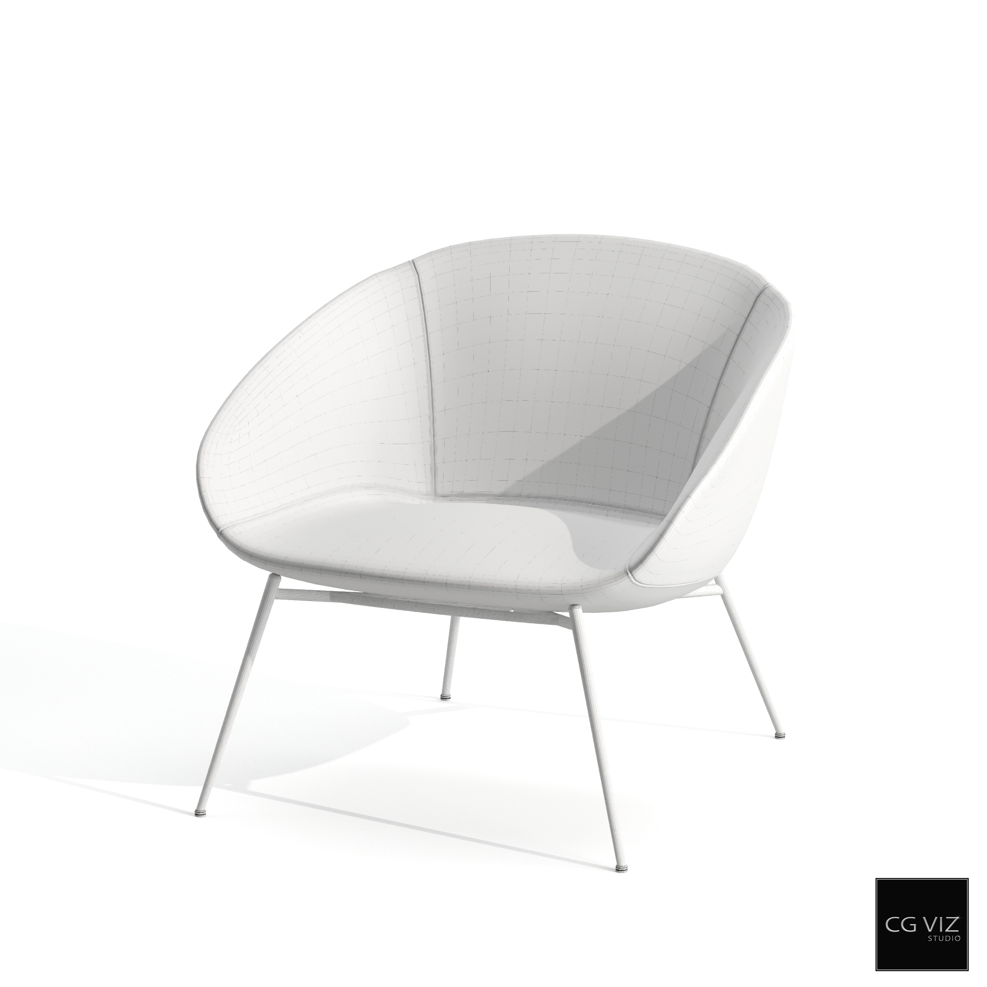 Wireframe View of Calligaris Love Lounge Chair 3D Model