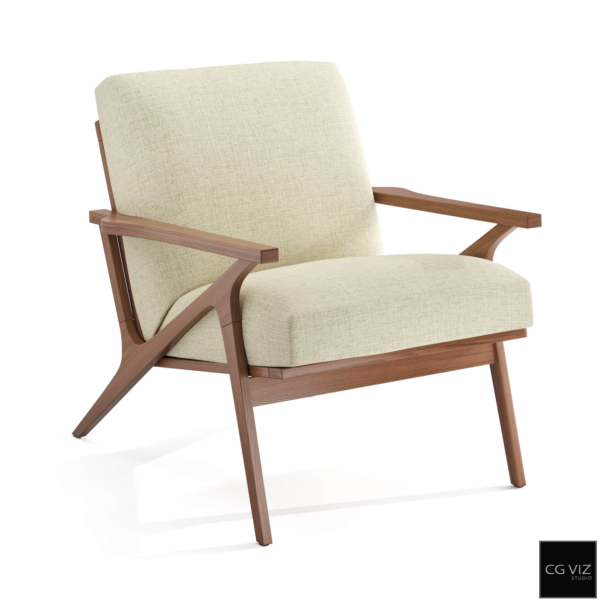 Rendered Preview of C&B Cavett Wood Frame Chair by CGVIZSTUDIO