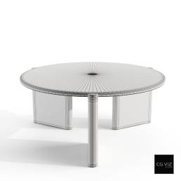 Wireframe View of CB2 Santoro White Quartz Coffee Table 3D Model by CG Viz Studio