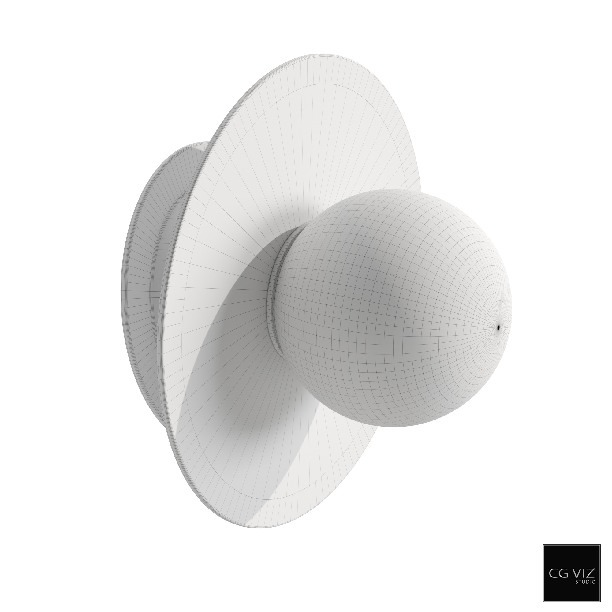 Wireframe View of Circa Nodes Large Angled Sconce 3D Model