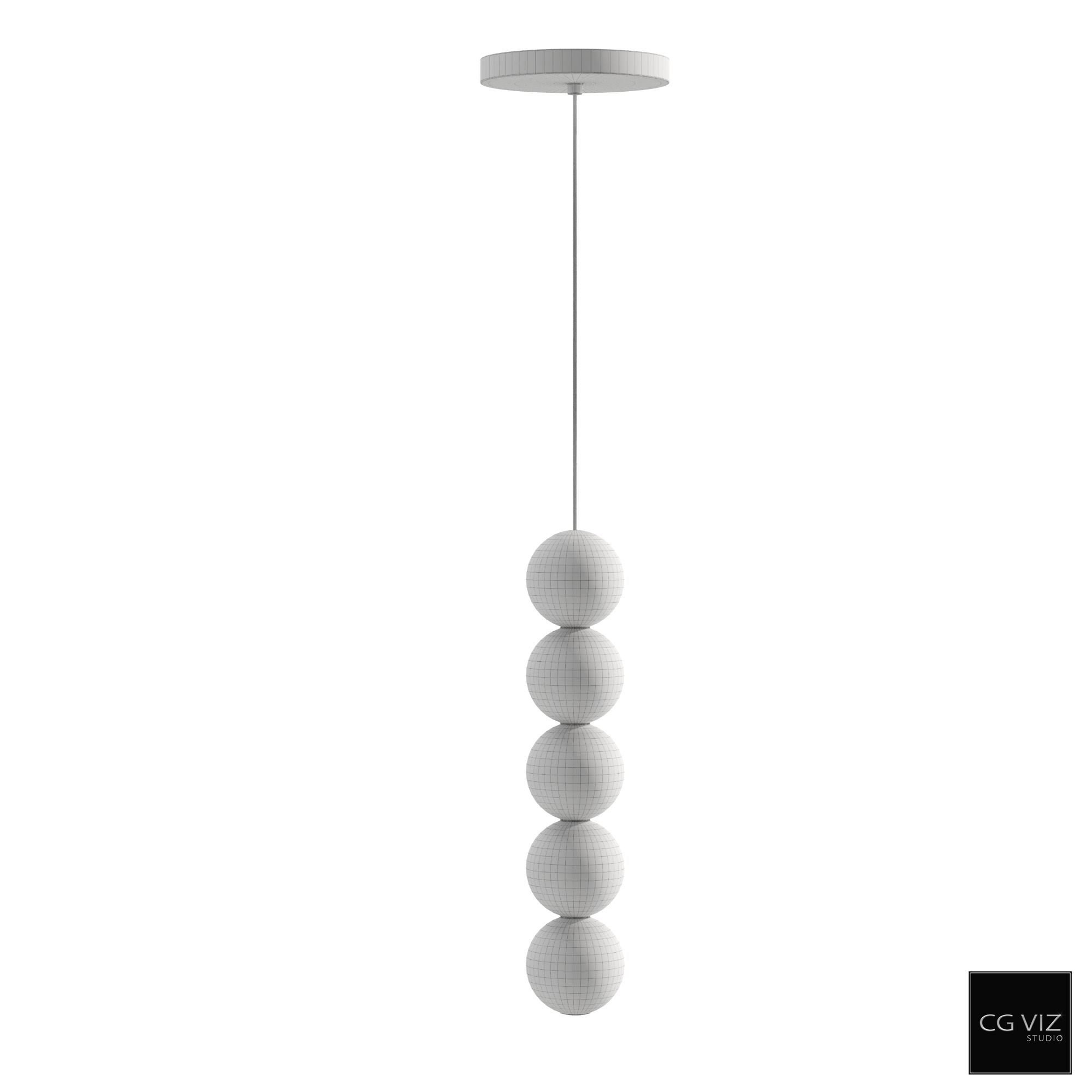 Wireframe View of Circa Orbet 5 Light Pendant 3D Model