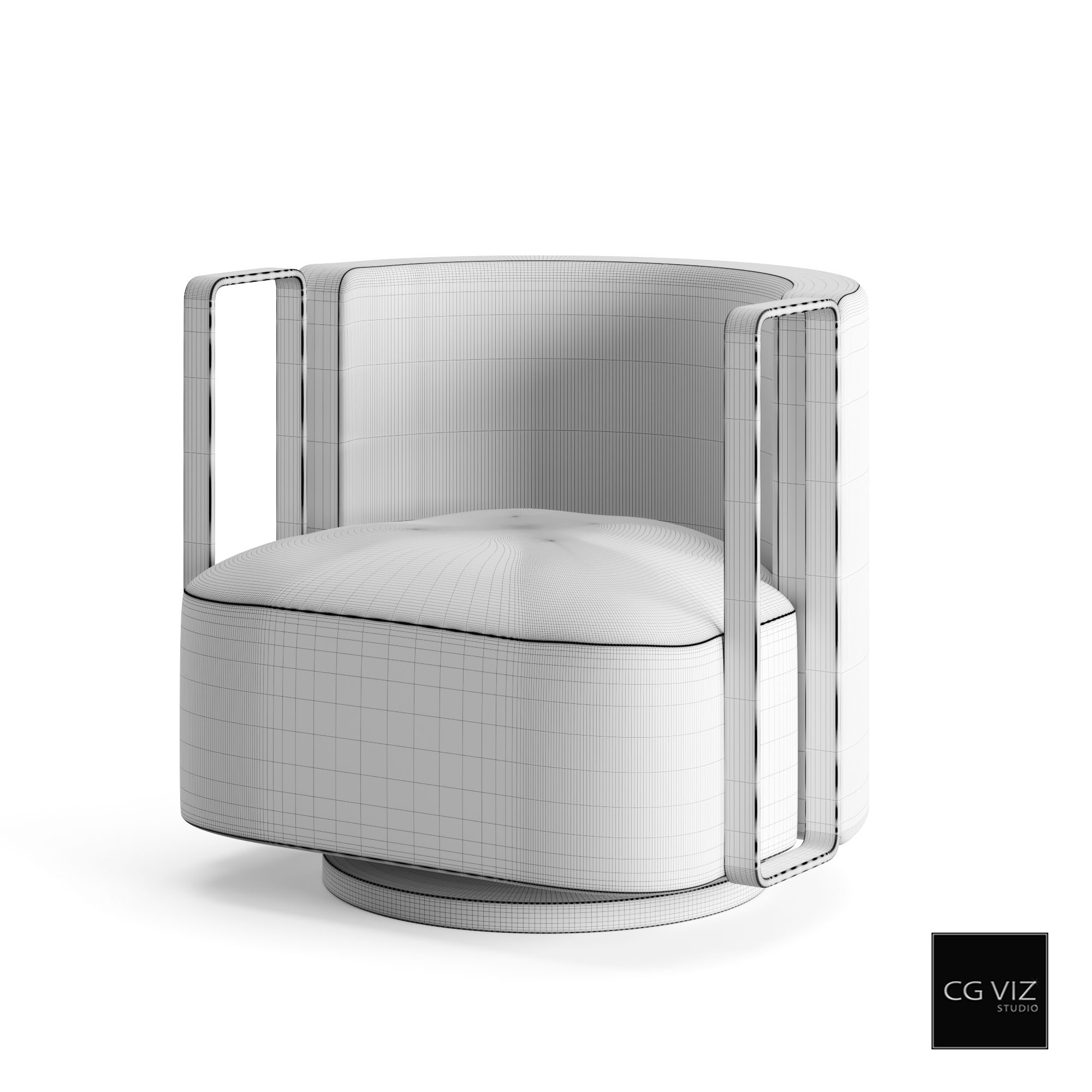 Wireframe View of Fendi Casa Kelly Armchair 3D Model by CG Viz Studio