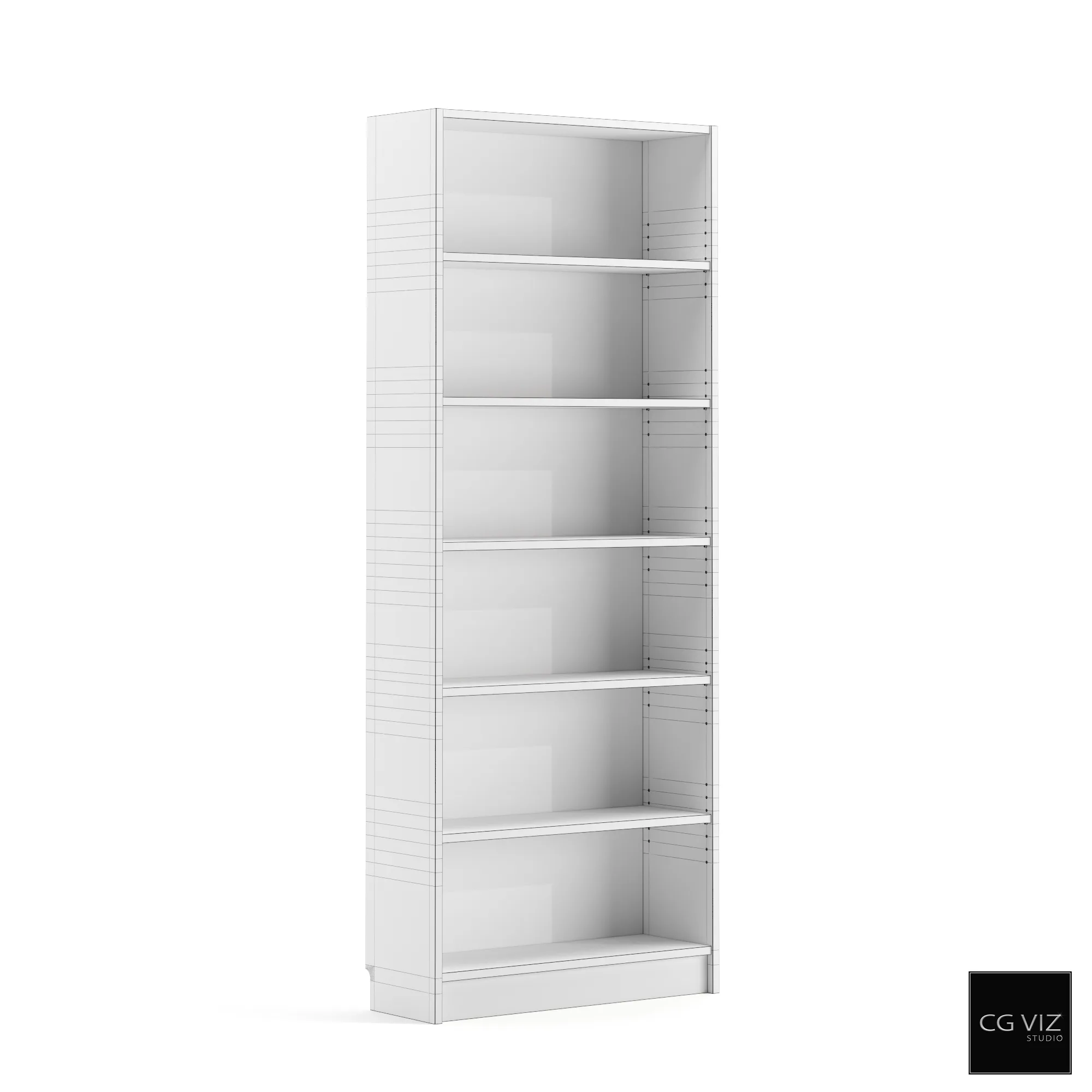 Wireframe Preview of IKEA Billy Bookcase 3D Model by CG Viz Studio