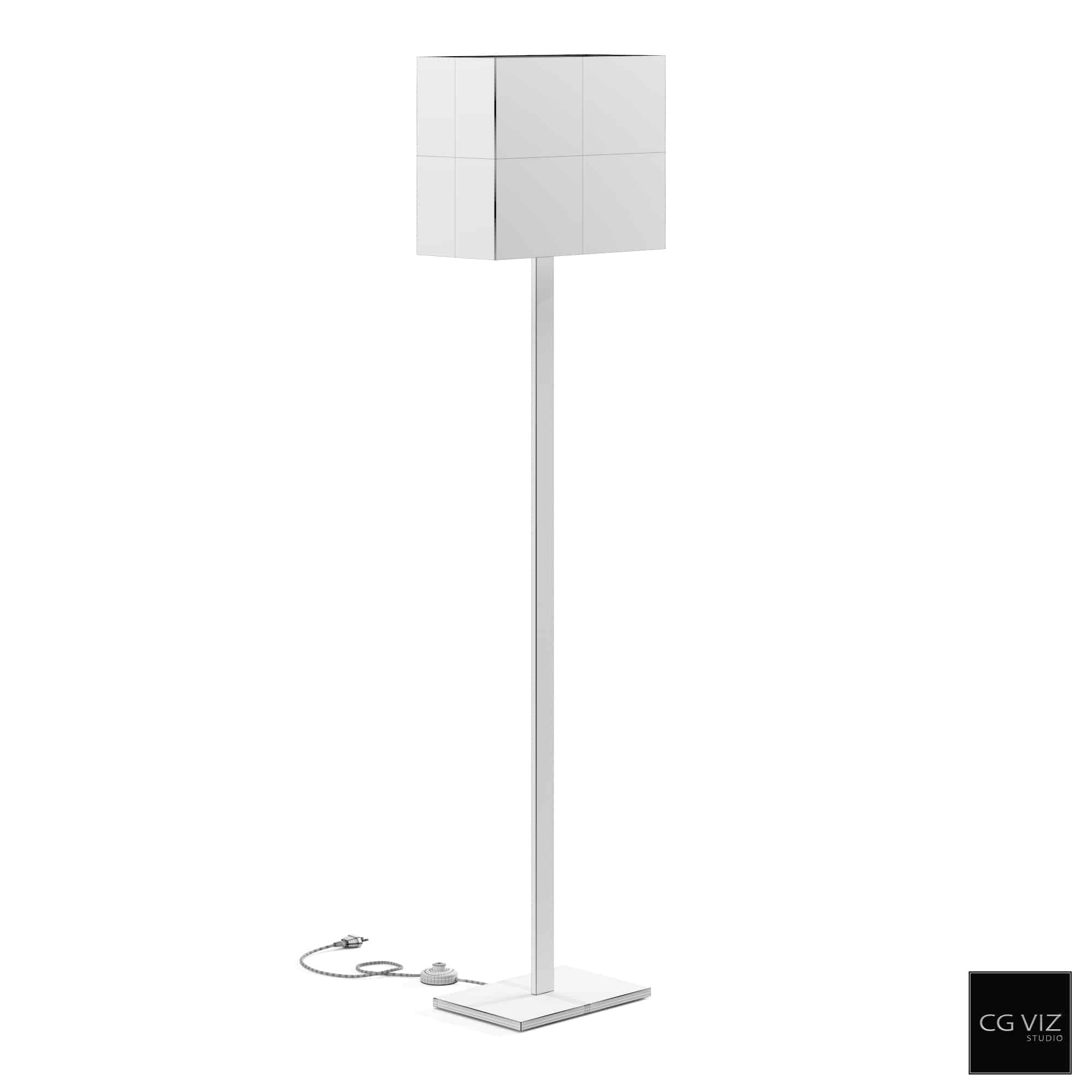 Wireframe View of Ikea Tomelilla Floor Lamp 3D Model