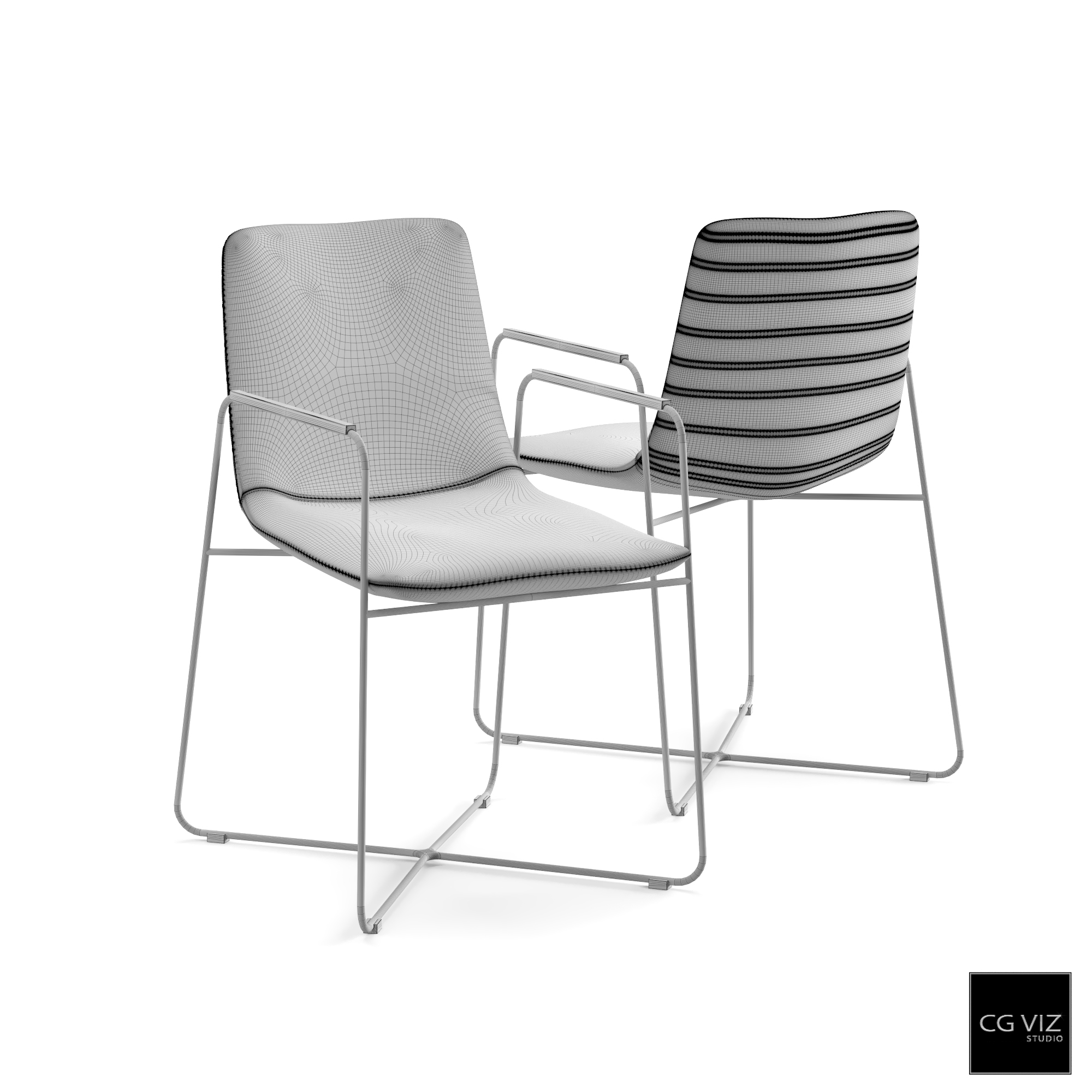 Wireframe View of Issue Armchair 3D Model by CG Viz Studio