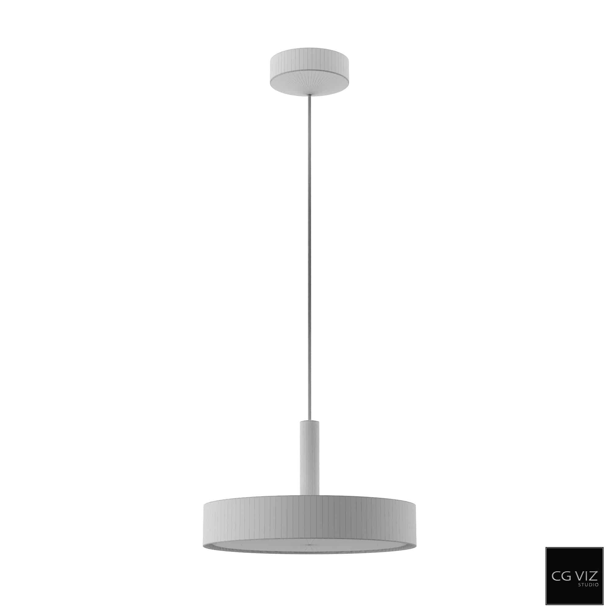 Wireframe View of LP Slim Round Suspended Pendant Lamp 3D Model