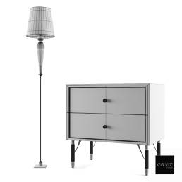 Wireframe View of Moon Bedside Table Set by CG Viz Studio