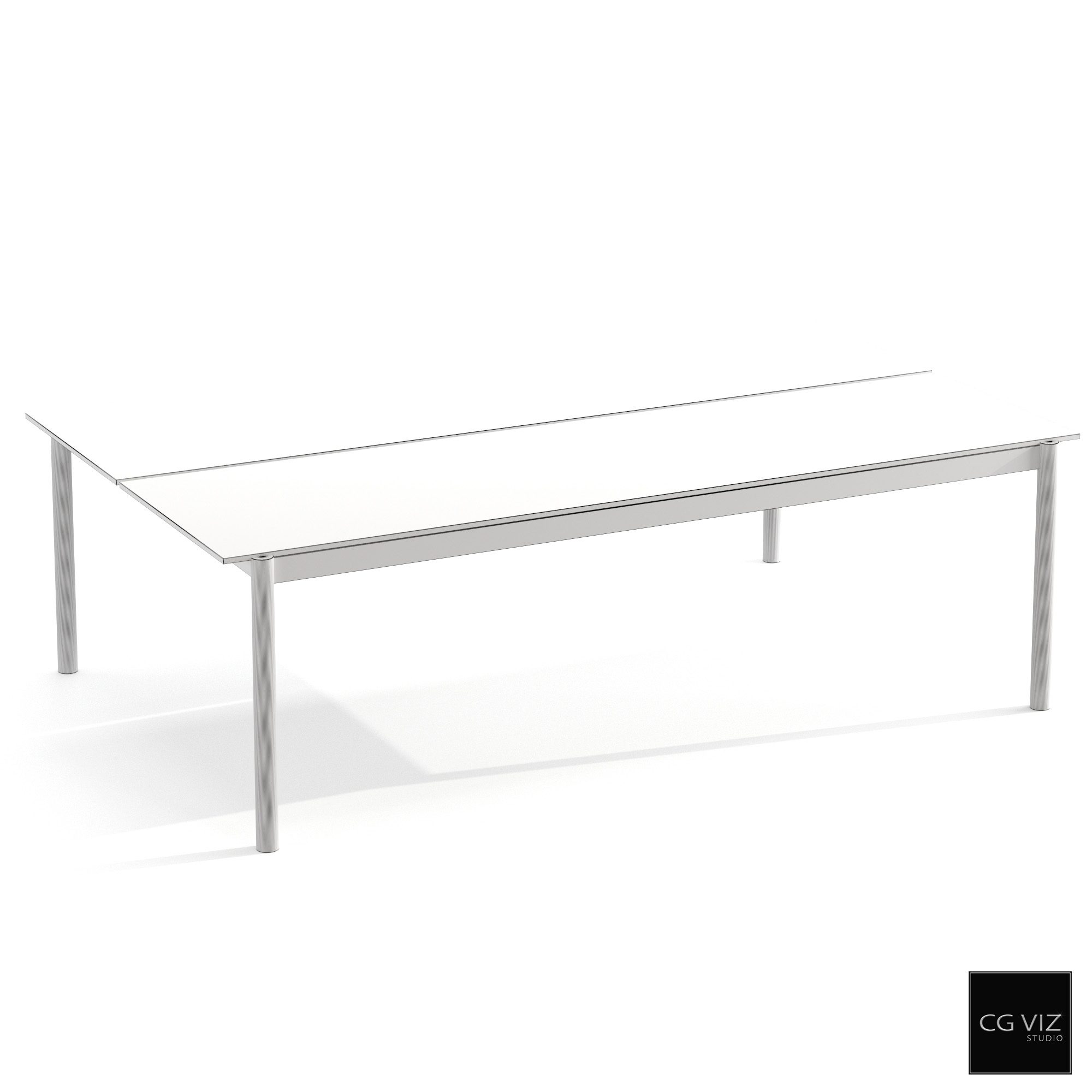 Wireframe View of Muuto Linear System Table 3D Model