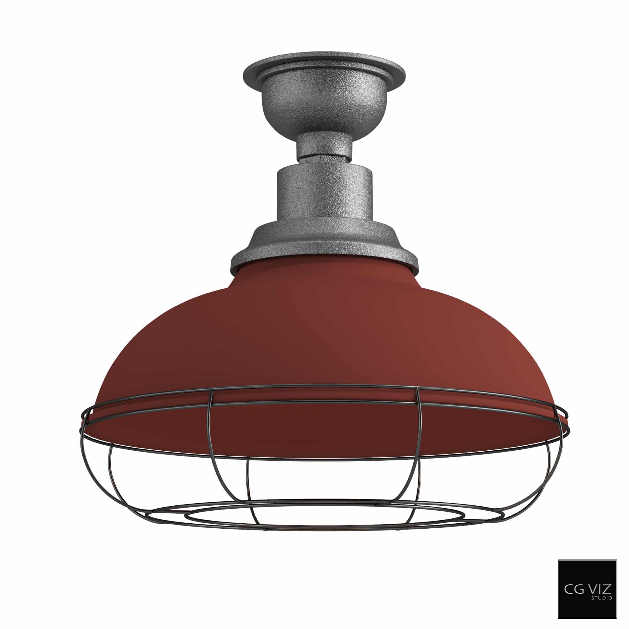 Rendered Preview of Rejuvenation Carson Semi-Flush Fixture With Cage 3D Model