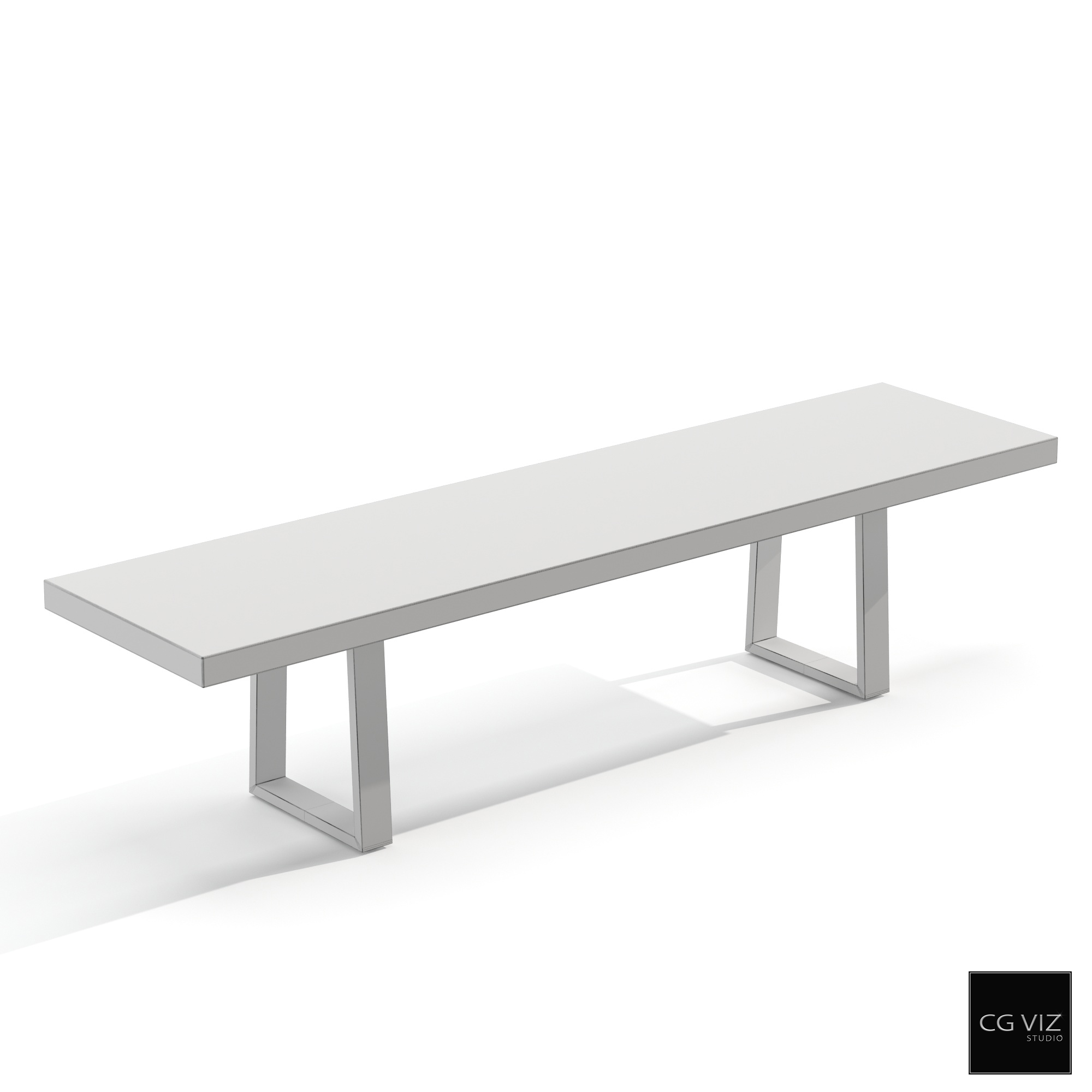 Wireframe View of West Elm Slab Outdoor Bench 3D Model